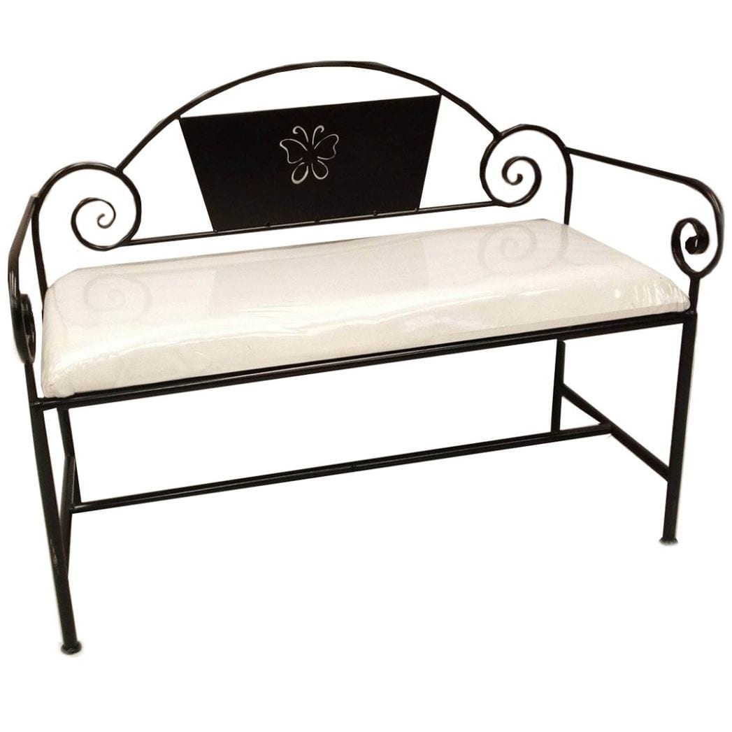 Chocolate Mariposa Bench, in wrought iron.